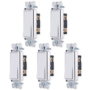 15-Amps 120-VAC Rocker Single-Pole Light Switch in Wall On/Off Switch Decor Paddle Switch in White 5-Pack