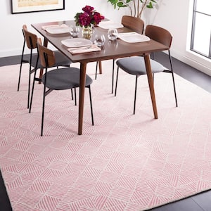Abstract Pink/Ivory 6 ft. x 6 ft. Diamond Geometric Square Area Rug
