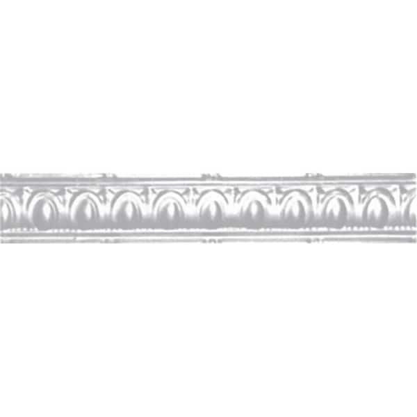 Shanko 3-1/2 in. x 4 ft. x 3-1/2 in. Powder-Coated White Nail-up/Direct Application Tin Ceiling Cornice (6-Pack)