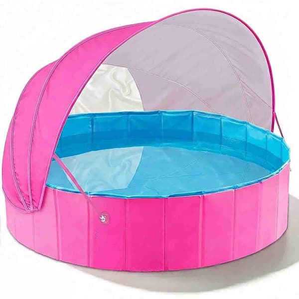 79 in. x 45 in. Foldable Kiddie Pool with Removable Canopy, Non-Slip Bottom and Portable Pop-Up Design