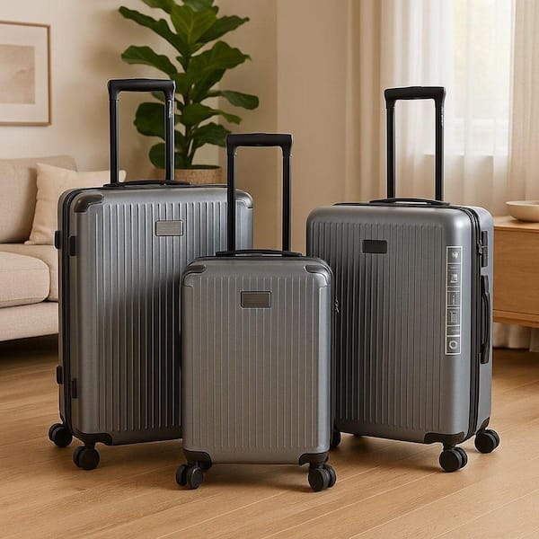 J&V TEXTILES Roberto Cavalli Luxury 3-Piece Gray Expandable Hard