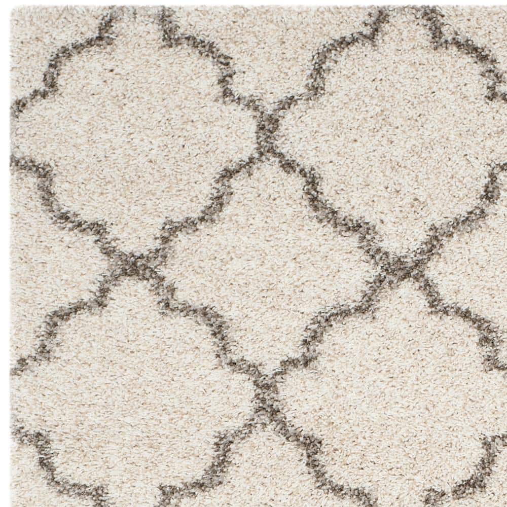 Ivory and Grey High Pile Shag Area Rug 8' x 10'