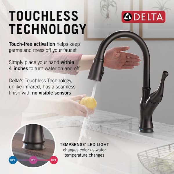 Ophelia Touch2O Touchless Venetian Bronze 16.25 in. Pull Down Sprayer Kitchen Faucet with 360° Spout Swivel