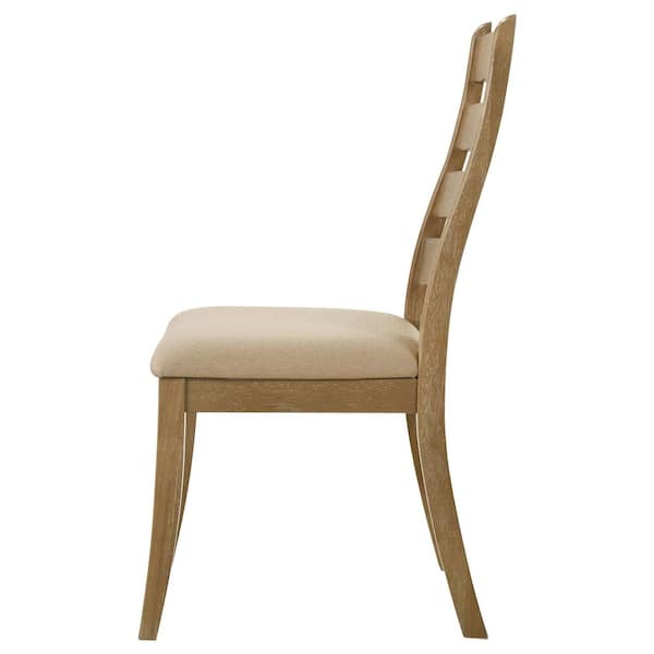 Danvers Brown Oak Fabric Ladder Back Dining Side Chair (Set of 2)