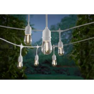 Indoor/Outdoor 24 ft. 12-Light Plug-In Edison Bulb String Light with S14 Single Filament LED Bulbs in White Cord