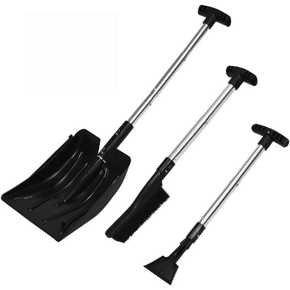 Alpulon 35 in. Aluminum Handle Plastic Snow Shovel with Ice Scraper and ...