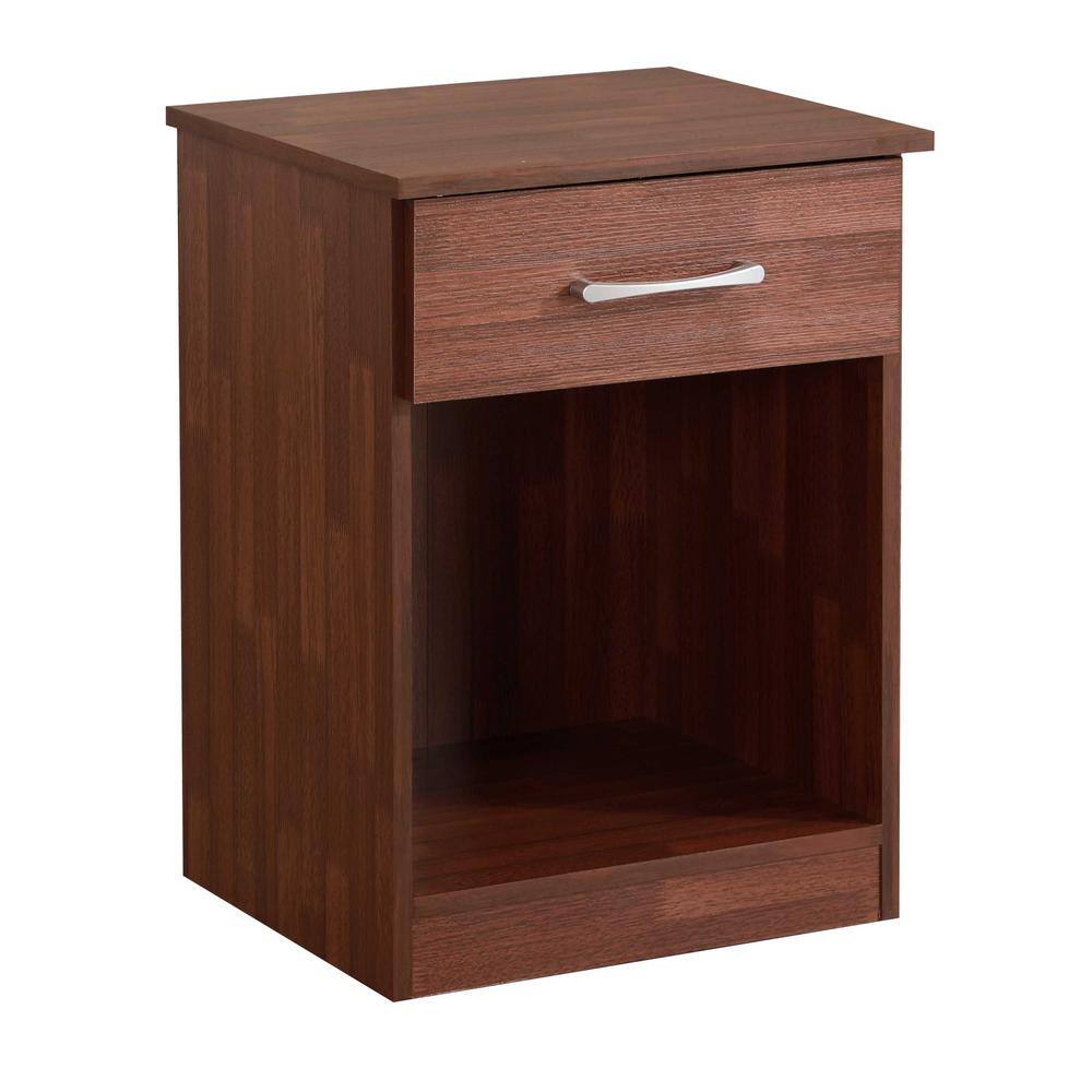 Cherry Wood 1-Drawer Nightstand with Open Shelf