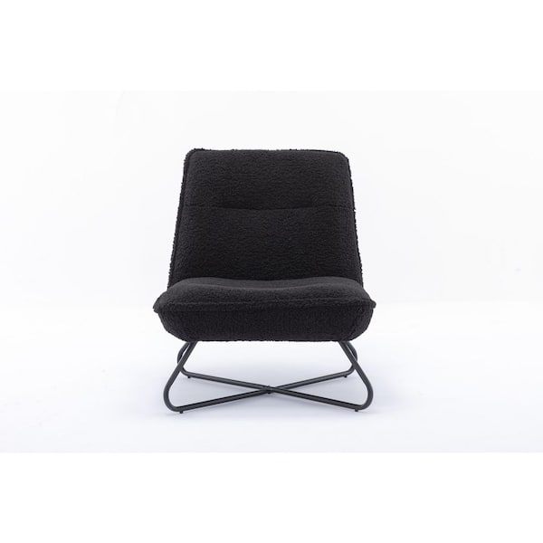 Unbranded Black Teddy Fabric Accent Armless Chair For Living Room