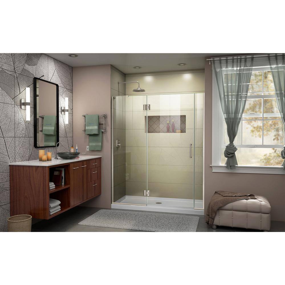 Unidoor-X 60" Clear Glass Frameless Hinged Shower Door