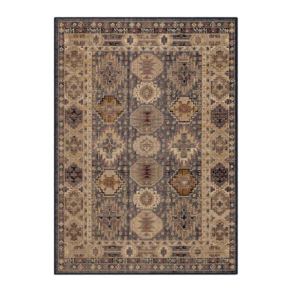 Home Decorators Collection Tristan Navy 5 ft. x 7 ft. Medallion Indoor Area Rug