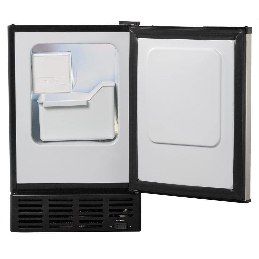 15" Stainless Steel and Black Undercounter Ice Maker