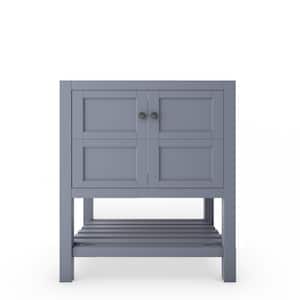 Alicia 29.25 in. W x 21.75 in. D x 32.75 in. H Bath Vanity Cabinet without Top in Matte Gray with Black Knobs