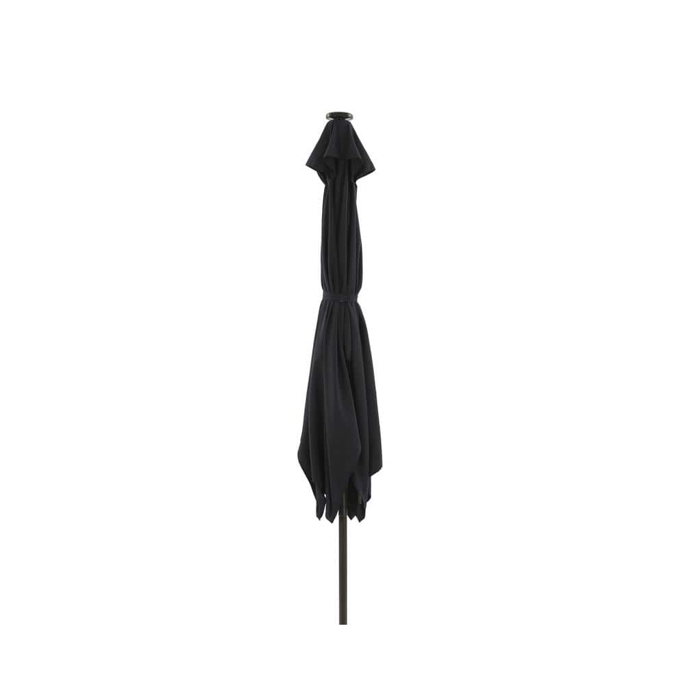 10 ft. x 6.5 ft. Market Rectangular Outdoor Patio Umbrella with LED in Blac
