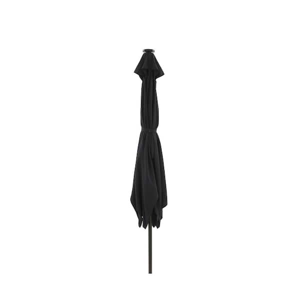 Unbranded 10 ft. x 6.5 ft. Market Rectangular Outdoor Patio Umbrella with LED in Black