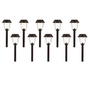 Solar Charcoal Brown Integrated LED Landscape Path Light Set (10-Pack)