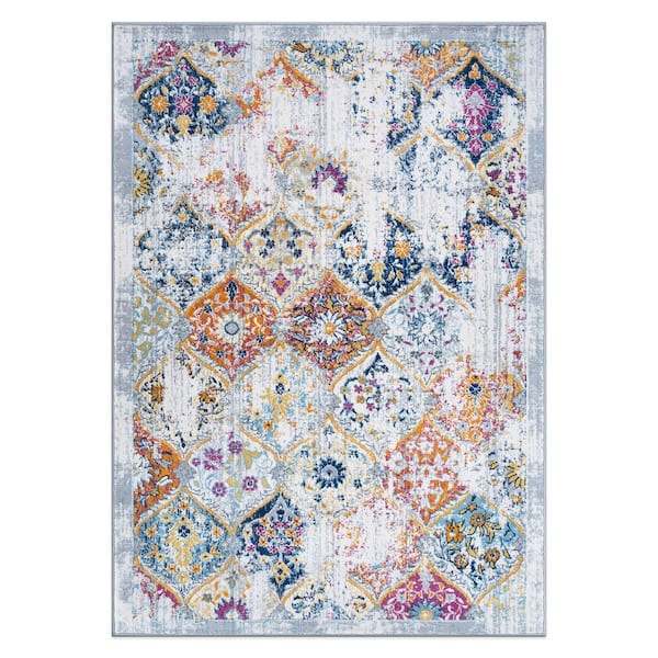 Trellis Bordered Moroccan Multi 7 ft. 10 in. x 10 ft.  Area Rug