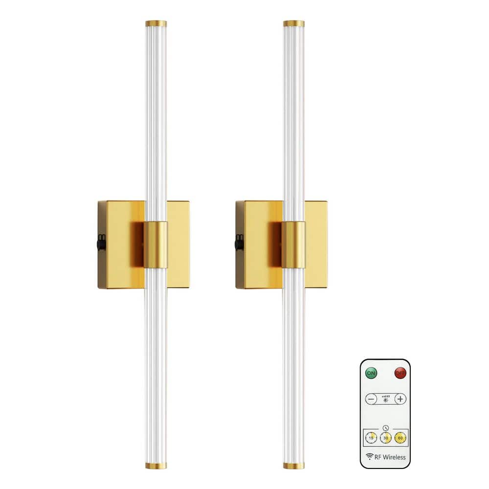 24 in. Gold 1-Light LED Wall Light Set 3000 K Rechargeable Dressing Table Light Strip for Bedroom and Hallways (2-Pack) price history on PriceWatchPro