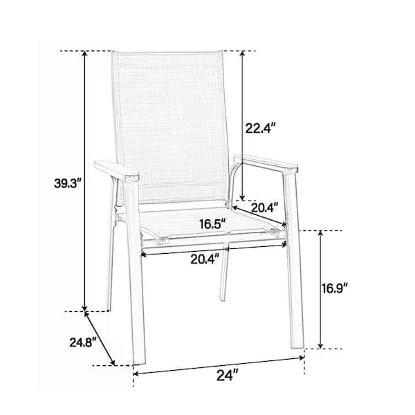 PHI VILLA Black Stackable Lightweight Aluminum Patio Outdoor Dining Chair 2 Pack THD PV 321