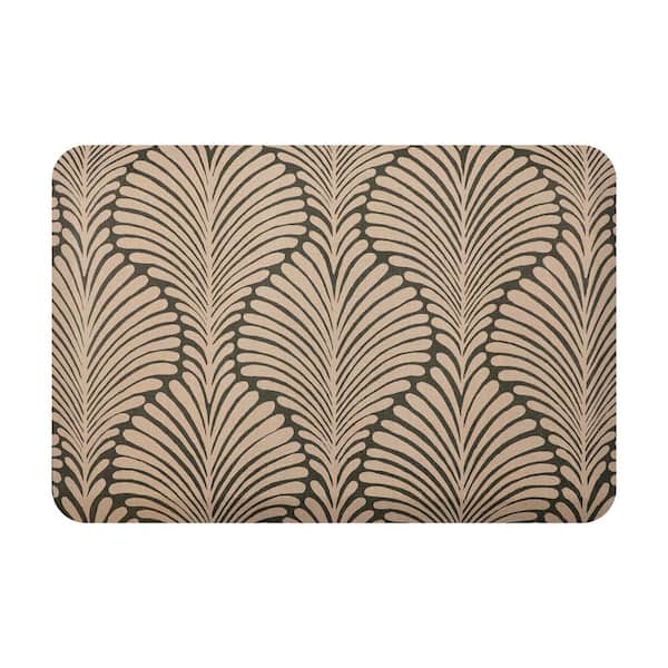 Bungalow Flooring Sole Comfort Palm Fronds 22 in. x 32 in. Beige on Olive Anti-Fatigue Comfort Mat