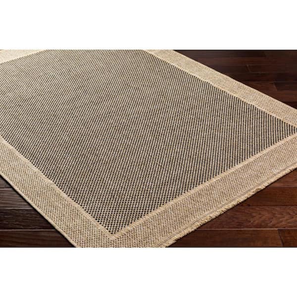 Mirage Tan/Black Border 3 ft. x 7 ft. Indoor/Outdoor Runner Area Rug