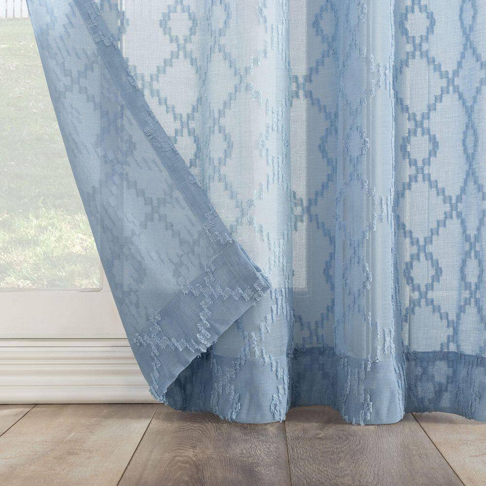 Tranquil Blue 24" Sheer Polyester Rod Pocket Curtain Set