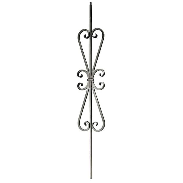 arteferro 44 in. x 1/2 in. Scroll 7 in. x 24 in. Warm Nickel Powder Coated Wrought Iron Metal Stair Baluster
