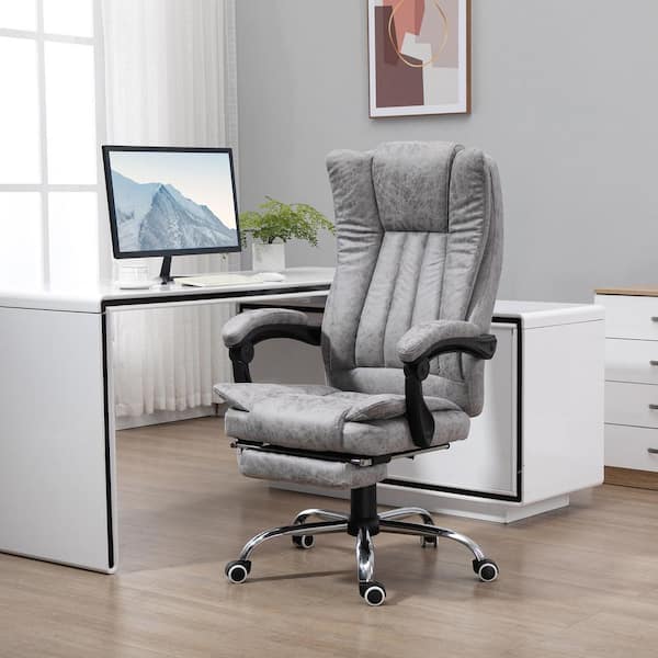 Vinsetto Microfiber Adjustable Height Ergonomic Office Chair in Gray with Arms