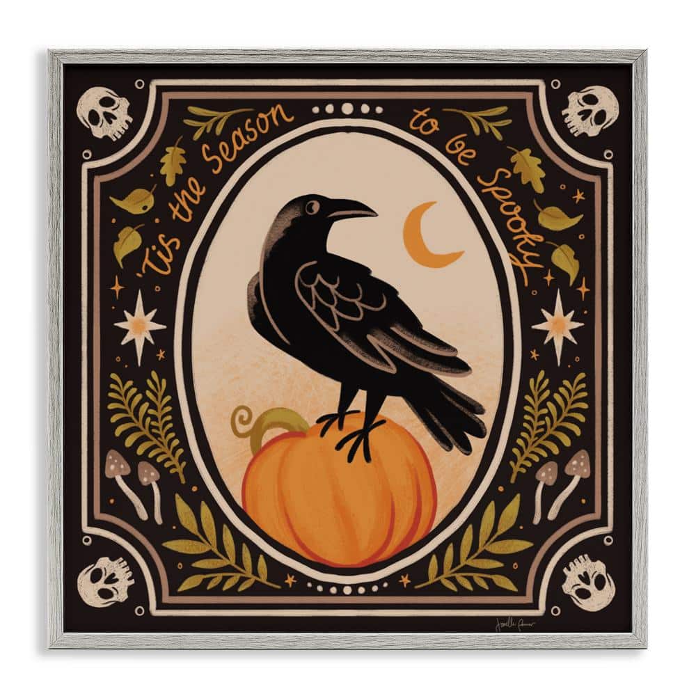 "Spooky Season Black Crow Framed Giclee Art, 24"" x 24"", Gray, Made in USA, Ready for Hanging, By Janelle Penner" price history on PriceWatchPro