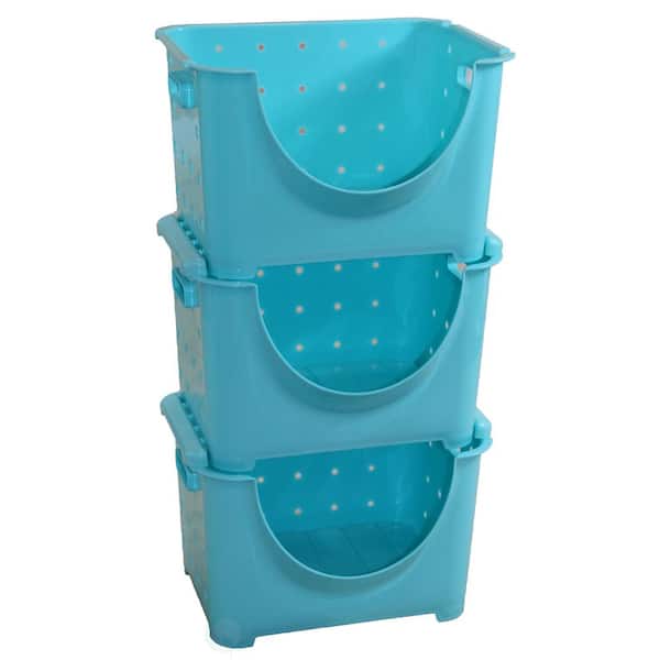 Stackable Plastic Storage Container - Set of 3