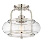 Trilogy 12 in. 1-Light Brushed Nickel Semi-Flush Mount