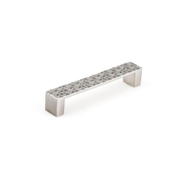 Richelieu Hardware Modena Collection 7 9/16 in. (192 mm) Checkered Brushed Nickel Modern Rectangular Cabinet Bar Pull