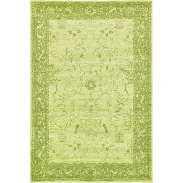 Unique Loom La Jolla Floral Light Green 6' 0 x 9' 0 Area Rug