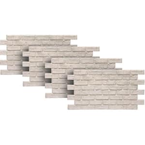 White 24 in. x 46-3/8 in. Faux Used Brick Panel (4-Pack)