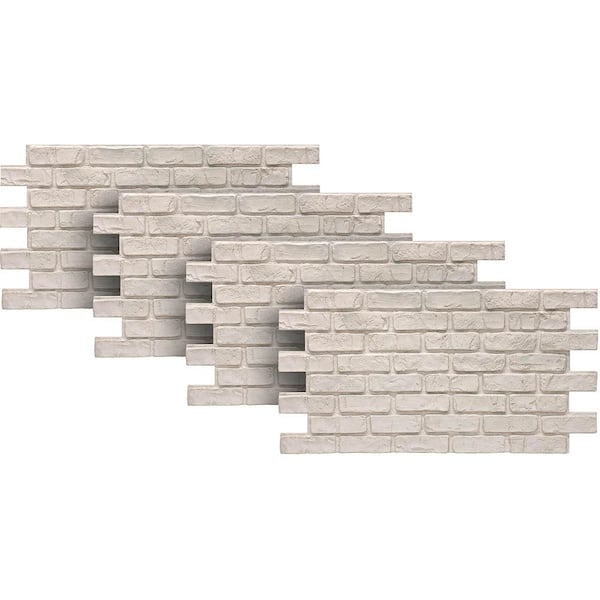 Urestone White 24 in. x 46-3/8 in. Faux Used Brick Panel (4-Pack)
