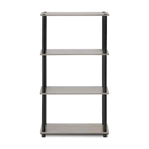 43.25 in. French Oak Gray/Black Plastic 4-shelf Etagere Bookcase with Open Back