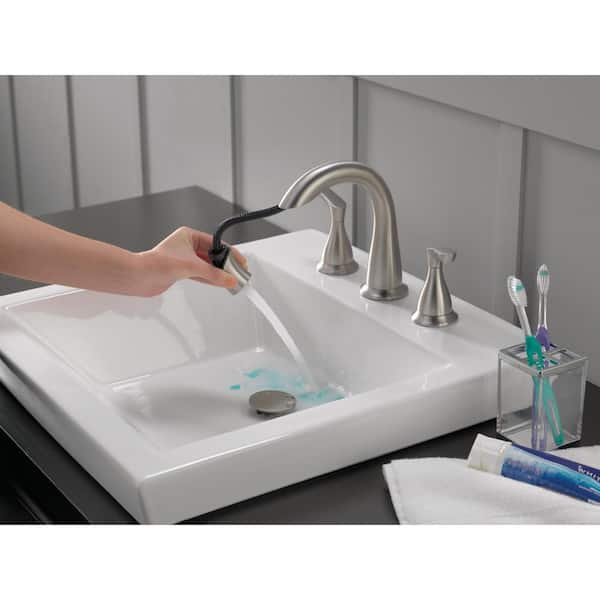 Two Handle Widespread Pull-Down Bathroom Faucet in Spotshield Brushed Nickel  35764LF-SPPD