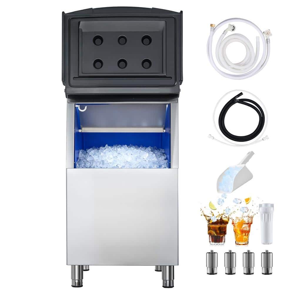 Commercial Ice Storage Bin 250 lbs Stainless Steel Insulated Ice Caddy with Drain and Scoop Hook