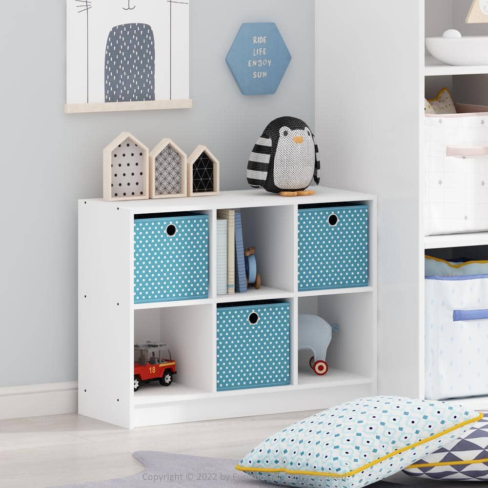 White and Light Blue 6-Cube Freestanding Bookcase