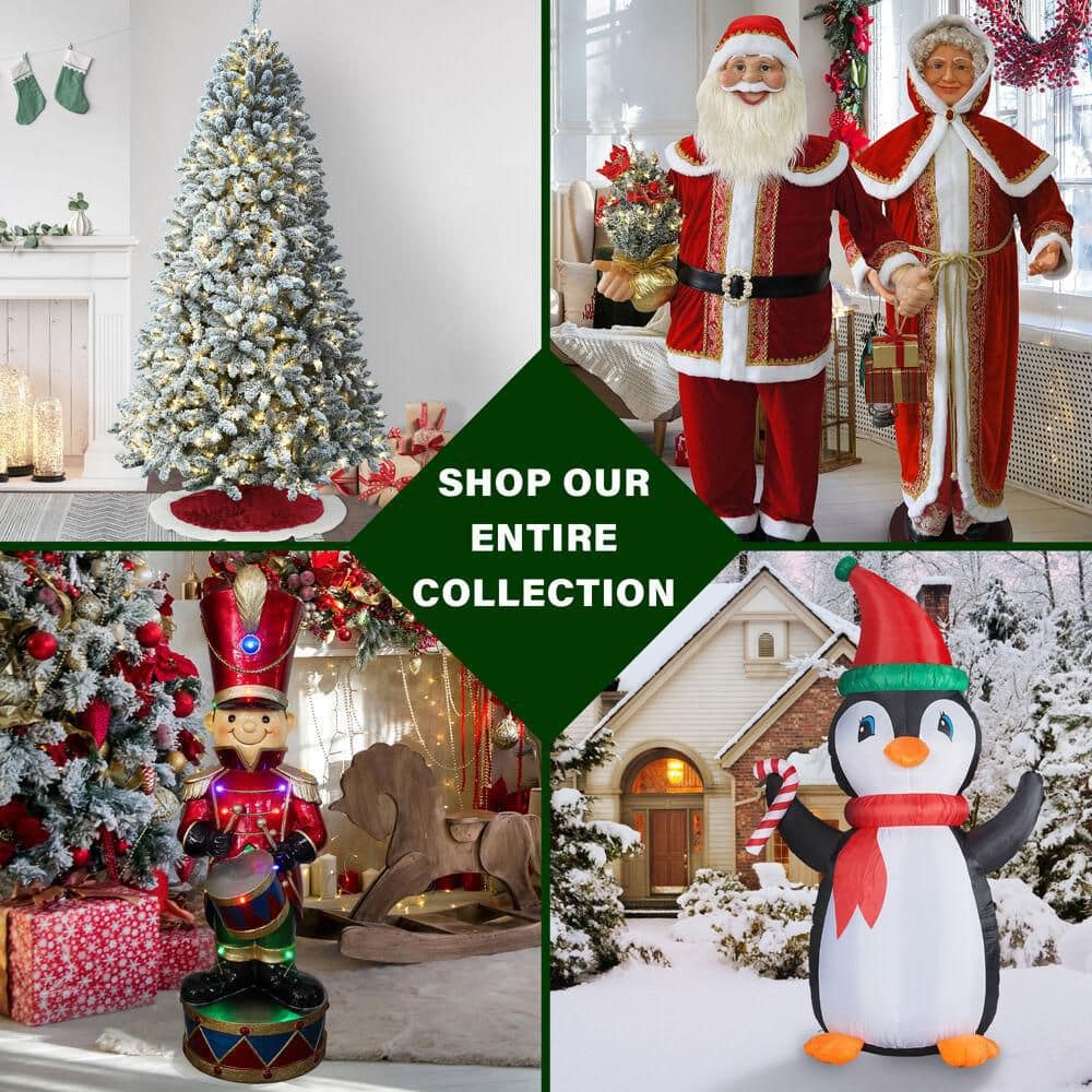 67-Inch Green and White Pre-Lit Potted Christmas Tree with LED Lights