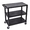 Luxor EC 35.25 in. W x 18 in. D x 34.5 in. H 3-Flat Shelf Utility Cart ...