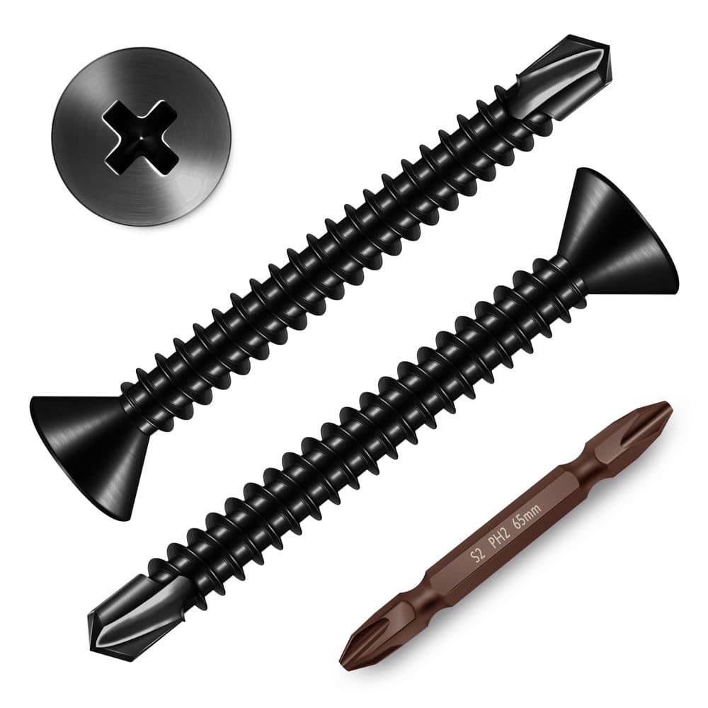 "#8 x 1-1/2 in. Black Oxide 410 Stainless Steel Phillips Flat Head Self Drilling Sheet Metal Screws (200-Pack)" price history on PriceWatchPro