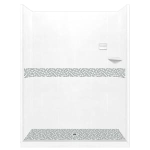 Basic 37 in. x 48 in. x 80 in. AcrylX 1-Piece Shower Kit with Shower Wall  and Shower Pan in White, Center Drain,RHS Seat