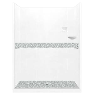 Del Mar 60 in. L x 36 in. W x 80 in. H Center Drain Alcove Shower Kit with Shower Wall and Shower Pan in Natural Buff
