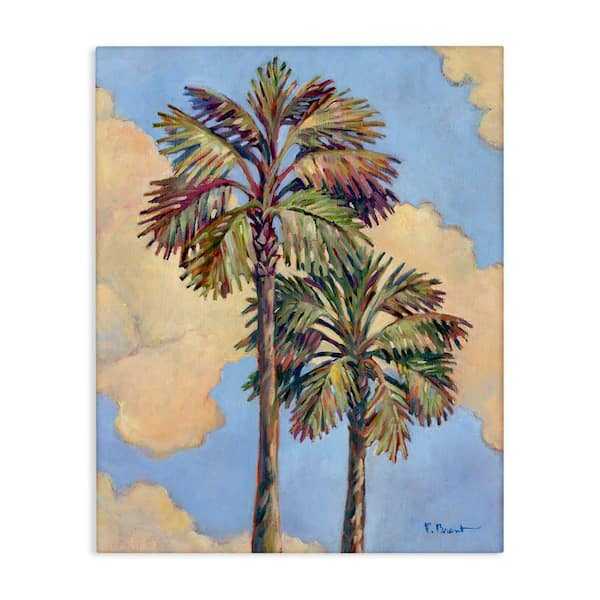 Stupell Industries Two Palm Trees and Clouds by Paul Brent Unframed Nature Graphic Art Print 48 in. x 36 in.