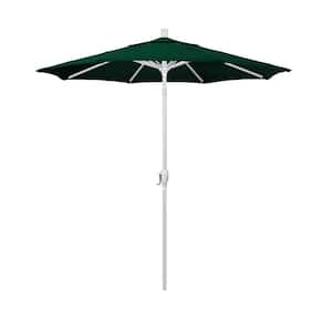 7.5 ft. Matte White Aluminum Market Push Tilt Patio Umbrella in Hunter Green Olefin