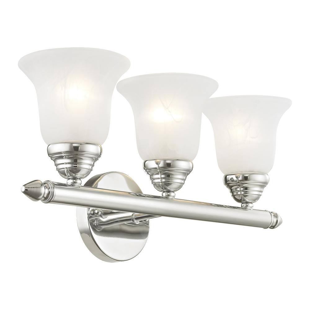Polished Chrome 19" Vanity Light with White Alabaster Glass