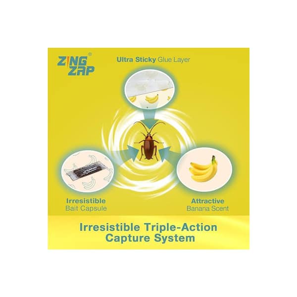 ZINGZAP Roach Insect Glue Trap Banana Scent Natural Bait Capsule ZINGZAP Roach Insect Glue Trap Banana Scent Natural Bait Capsule