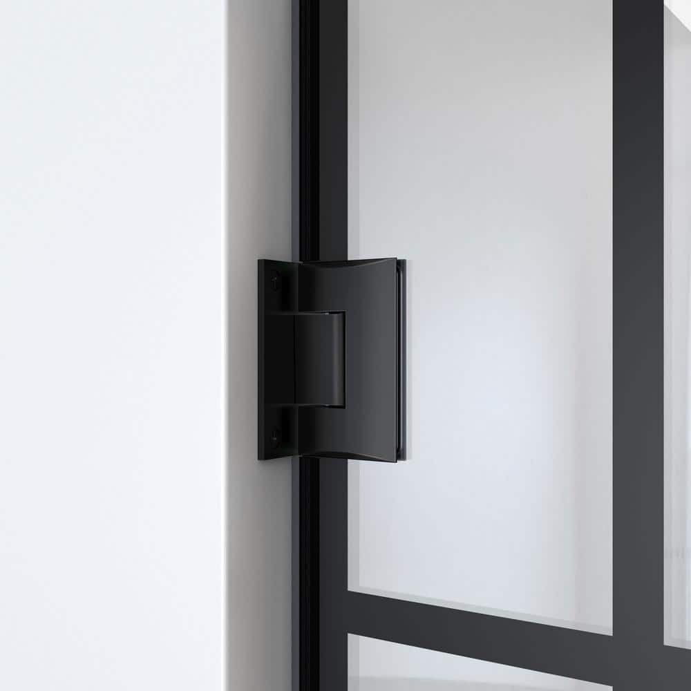 Unidoor Toulon 24" Matte Black Frameless Hinged Shower Door