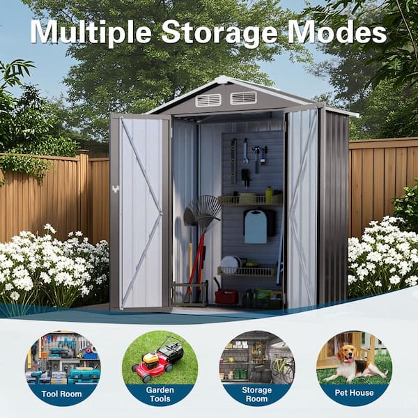 5 ft. W x 3 ft. D Metal Outdoor Storage Shed w/ Peaked Roof