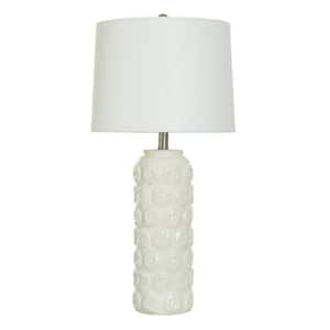 27.75 in. Cream, Off-White Candlestick Task and Reading Table Lamp for Living Room with White Cotton Shade